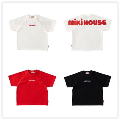 日本制mikihouse字母logo短袖T恤