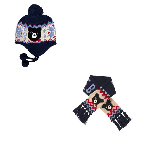 日本mikihouse含羊毛帽子围巾