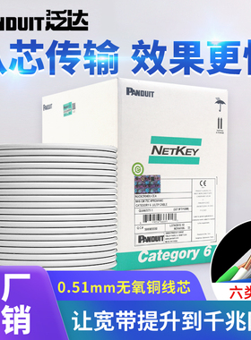 PANDUIT泛达六类千兆网线蓝色白色cat6非屏蔽监控双绞线纯无氧铜家装高速网线24AWG NUV6C04BU-VE NUC6C04BU