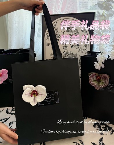 伴手礼手提袋黑色礼品袋企业活动礼物包装袋精美手工纸袋