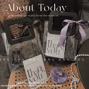 美业开业透明手提袋礼品袋子高级感pvc结婚伴手礼袋高档伴手礼袋