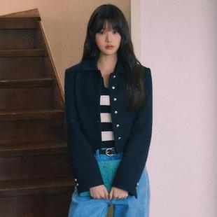 韩国rolarola张元英同款正品小香风气质短款上衣简约复古潮牌经典