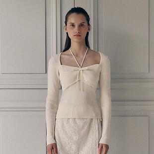 rolarola韩国正品方领挂脖显瘦上衣Y2k甜辣风打底韩国设计师品牌