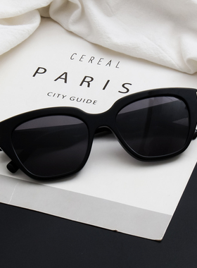 KW GM V猫眼墨镜女黑色太阳眼镜显脸小高级感防紫外线尼龙镜片