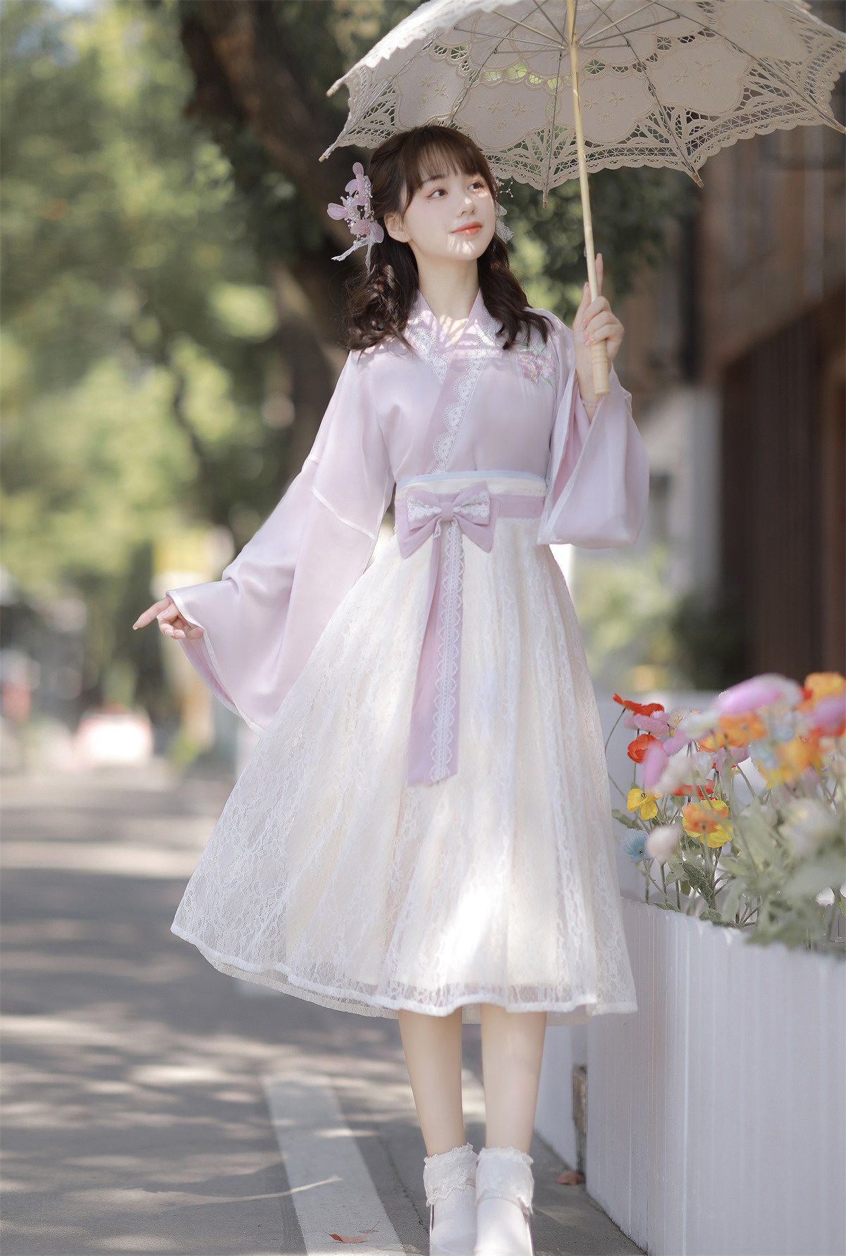 原创朝暮改良汉服女汉元素中式国风交领连衣裙日常春秋款套装