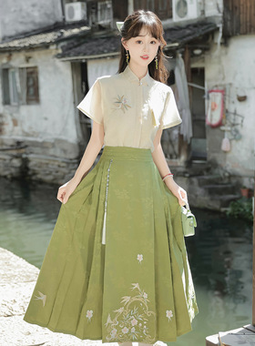 原创设计衔花令汉服女中国风改良汉元素新中式上衣半裙套装9194