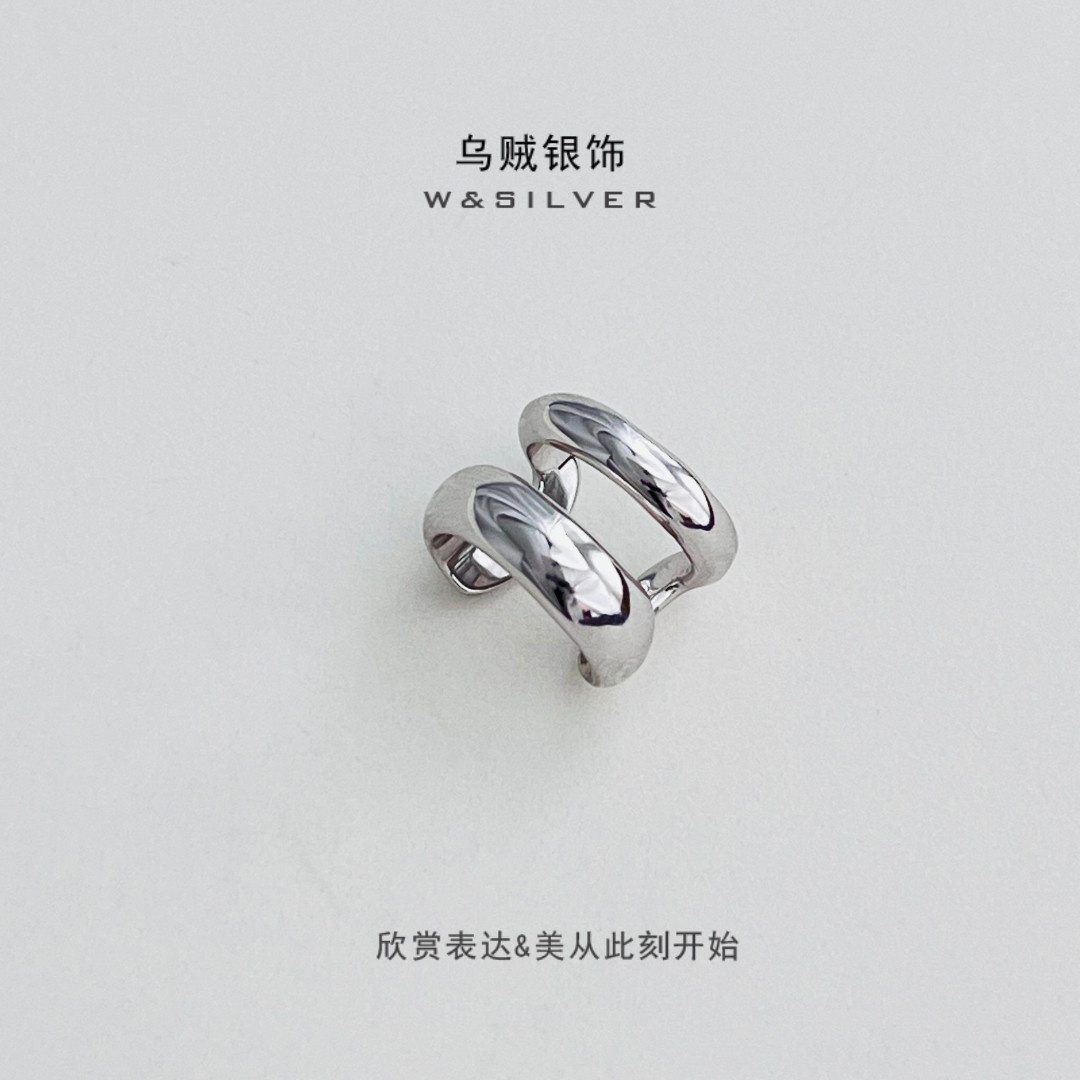 W&SILVER通体S925纯银基础百搭高级质感耳骨夹小众极简个性时尚
