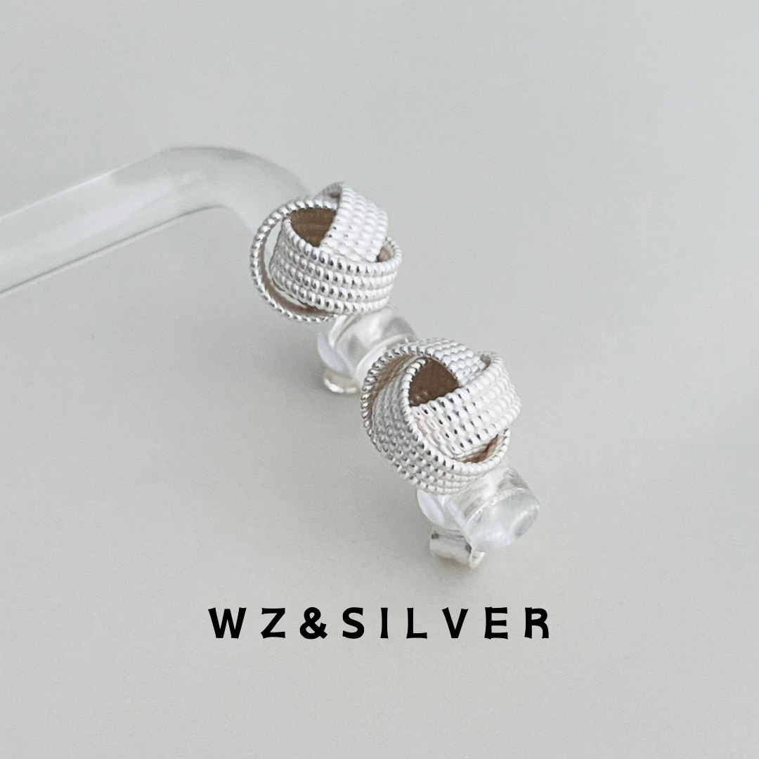 WZ&SILVER 设计师款通体S925纯银毛线球耳钉时尚休闲惬意百搭