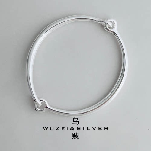 WZ&SILVER北欧设计师款通体S925银实心重工手镯高级简约百搭时尚
