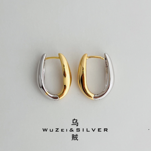 WZ&SILVER设计师款通体S925银镀铑金/18K金双生耳扣高级百搭简约