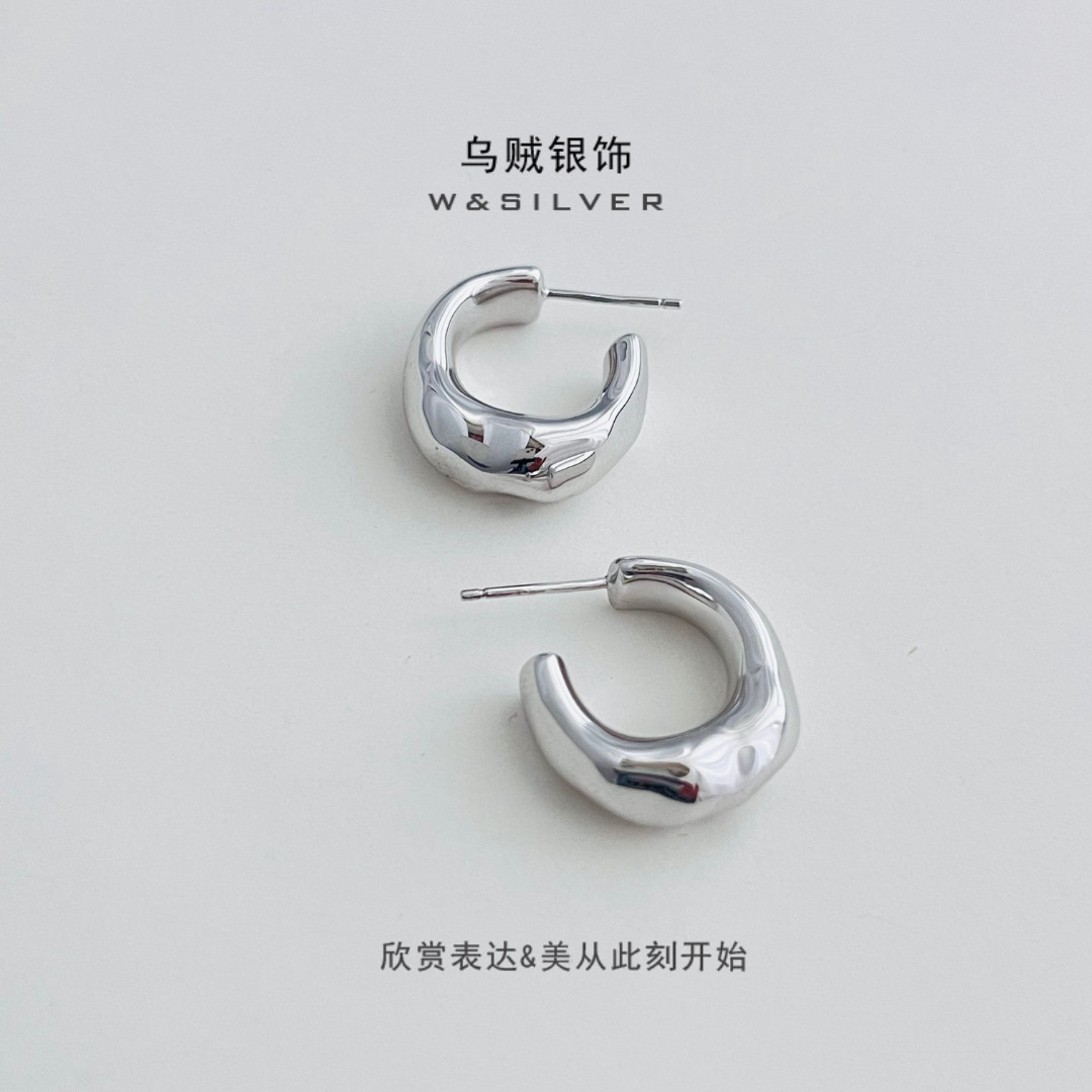 W&SILVER原创设计通体S925纯银耳环女小众高级感简约百搭气质款