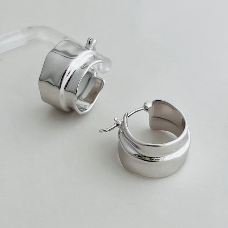 WZ&SILVER设计师款通体S925纯银镀铑金双层耳环高级小众简约百搭