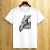 Hao 短袖 Fine Shyt夏季 趣味搞笑猫咪图案创意时尚 T恤男女同款