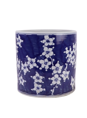 景德镇陶瓷青花冰梅花鸟笔筒香炉毛笔桶中式大号书法用品文房四宝