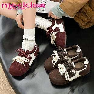 名典2025冬季新款加绒平底德训鞋女靴百搭系带休闲运动板鞋599137