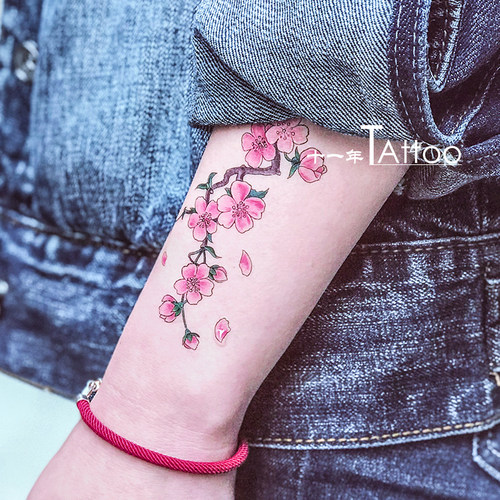 桃花纹身贴 新女款防水持久仿真小清新中国风樱花桃花刺青