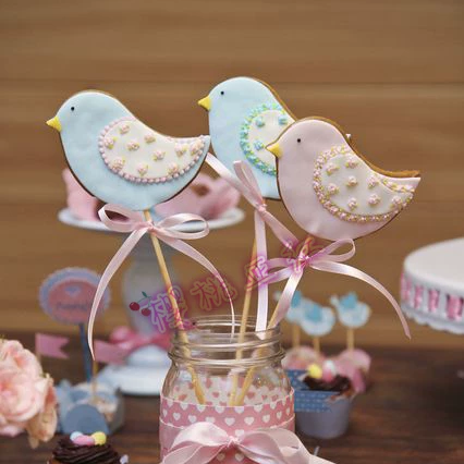 呆萌小鸟手工翻糖糖霜饼干定制生日礼物PARTY甜品台回礼伴手礼