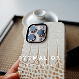 意大利托斯卡那鳄鱼纹真皮适用于苹果iPhone16promax手机壳时尚全包磁吸新品轻奢15