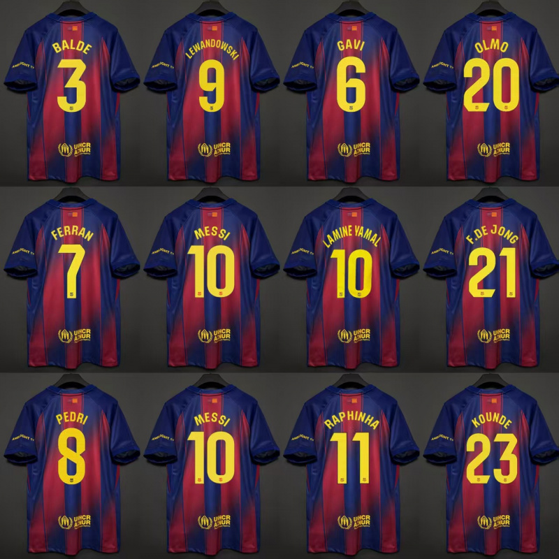 2526巴萨球衣10号亚马尔加维德荣佩德里梅西莱万巴塞罗那足球服