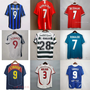 复古球衣足球服AC罗纳尔多齐达内马尔蒂尼梅西博卡卡洛斯国家队服