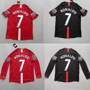 套装 0708红魔复古球衣主场7号C罗球迷版 长袖 足球服短袖 欧冠联赛版