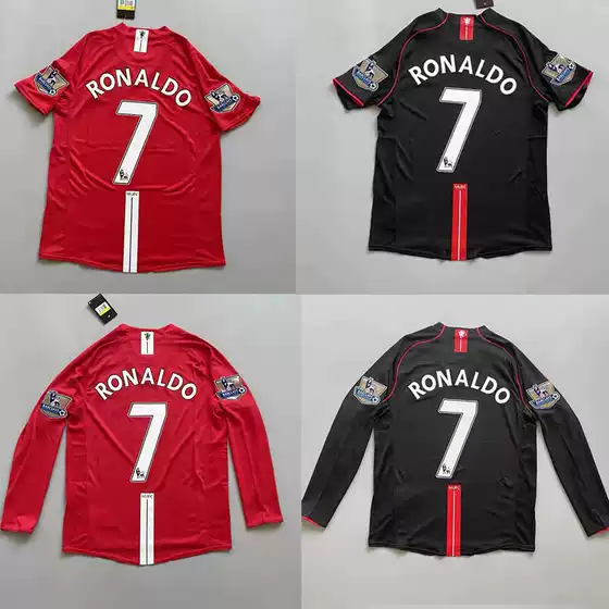 0708 Red Devils Retro Jersey Home Number 7 Cristiano Ronaldo Fan Version Champions League Version Football Uniform Short-Sleeved Long-Sleeved Suit