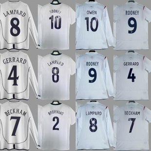 英格兰复古球衣足球服杰拉德兰帕德坎贝尔鲁尼欧文贝克汉姆球衣