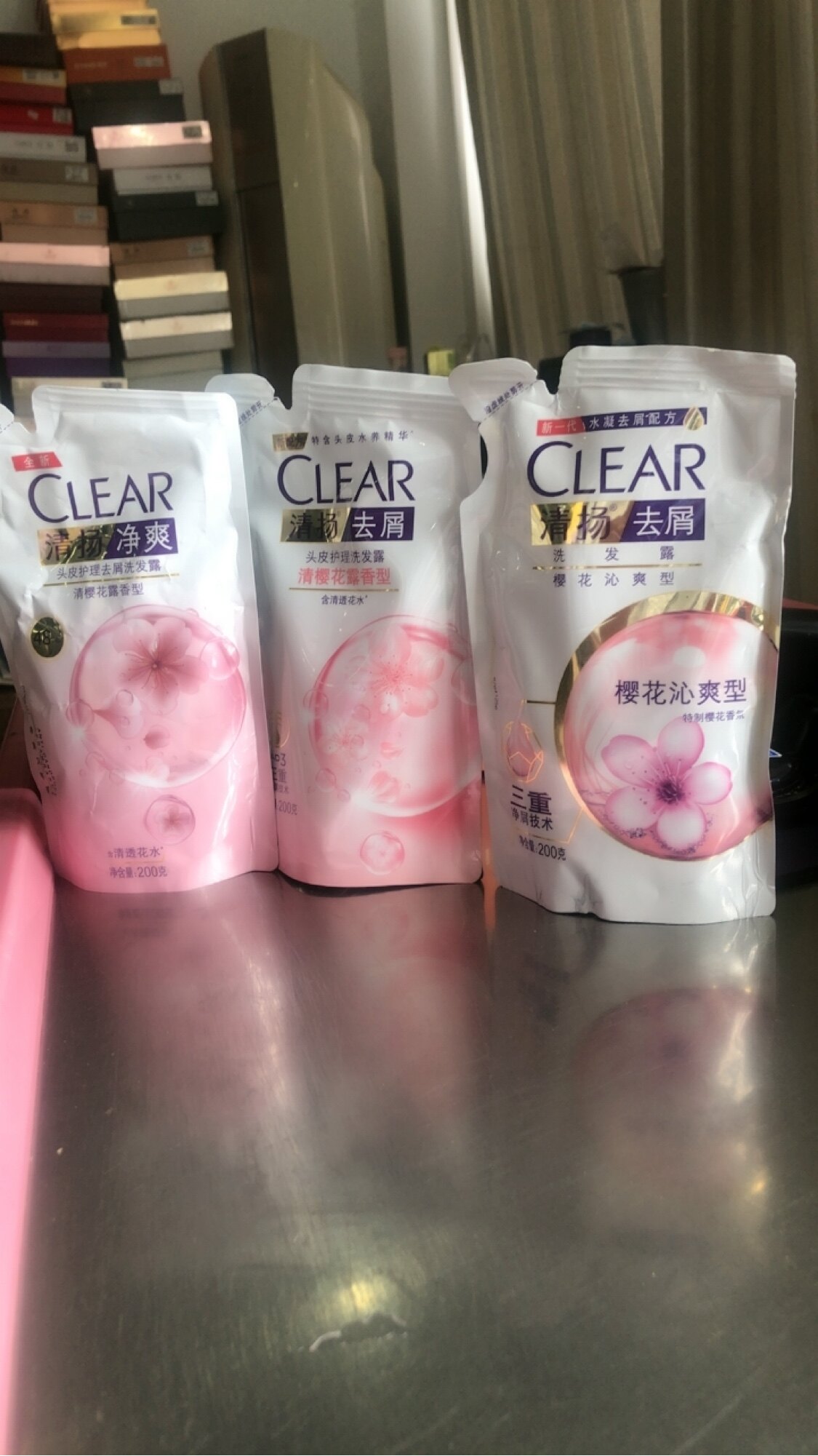 清扬去屑清樱花露洗发露200克补充装拍下发两袋洗发水