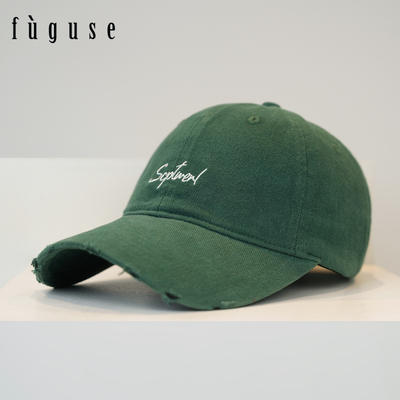 韩版做旧破洞软顶显脸小棒球帽