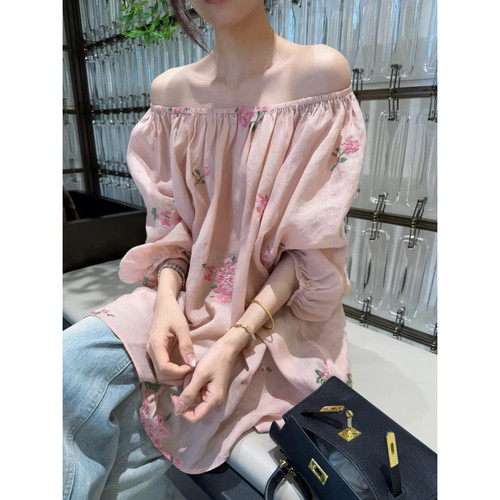 “花漾”苎麻100%松弛感韩系温柔感刺绣碎花显白衬衫上衣防晒