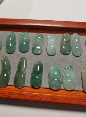 福禄吊坠玉项链单面葫芦飘花翡翠A货男女款福瓜送人父母儿童礼物