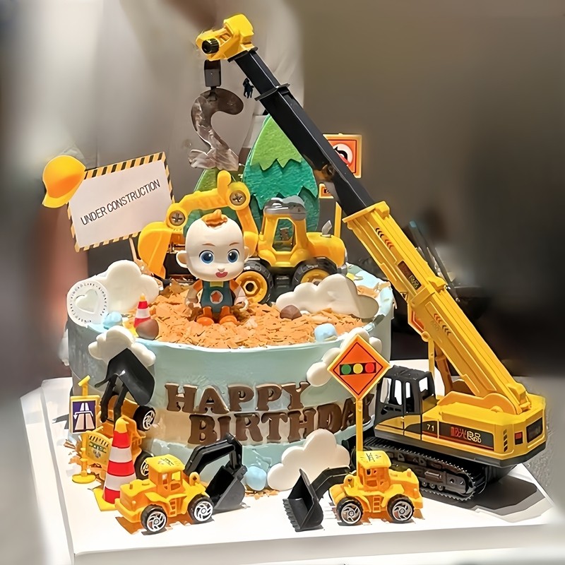 大吊机蛋糕装饰路障路牌工程车挖掘机推土机儿童生日甜品插件套装,节庆用品/礼品,节日装扮用品,淘宝优惠券,粉丝福利购,淘宝优惠卷