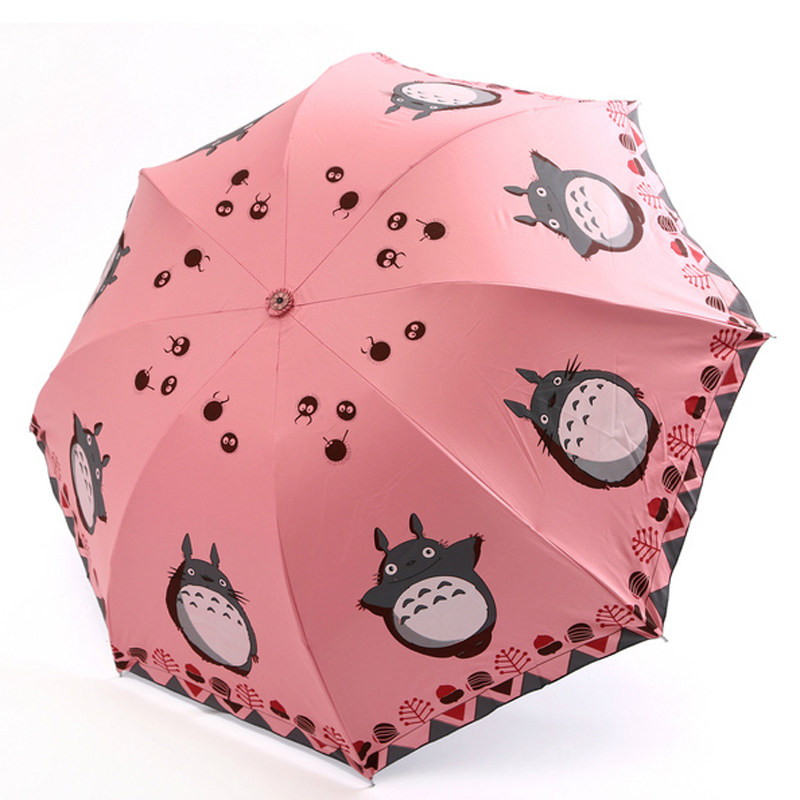 大地花 韩国创意龙猫伞黑胶防紫外强防晒线折叠晴雨两用伞包邮