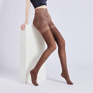 提臀收腹大码 袜美拉德风咖啡色丝袜秋冬中厚加大黑肤肉色 油亮连裤