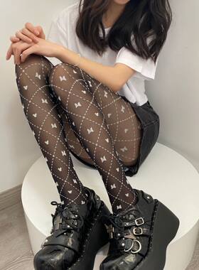 Lolita少女黑色甜酷丝袜Y2K千禧