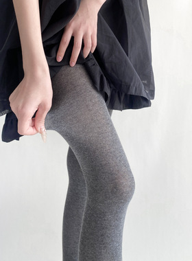 格雷系灰色棉质连裤袜微透肉直角跟打底袜甜美白色ins简约学院风