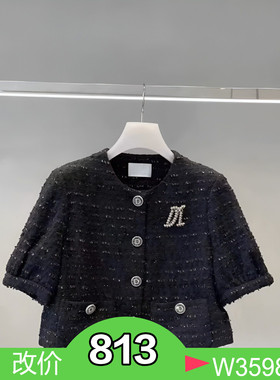 正品2I2F421-24 D大 24夏4 2499W 黑色 粗花呢短外套