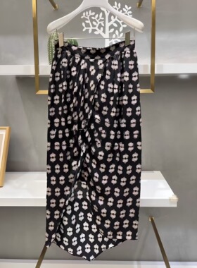 正品2H1S407-23D大23春6 1899 黑色X 真丝花布半裙