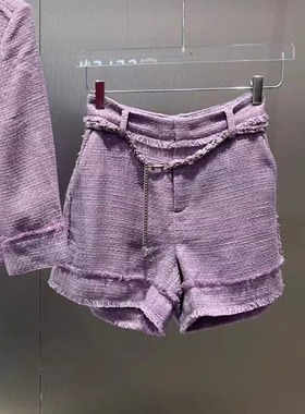 正品3H2Q105-23 D小23夏1-1 1090 紫色X 粗花呢短裤