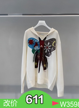 正品2H4E456-230 23冬 2499  白色R  蝴蝶 针织衫