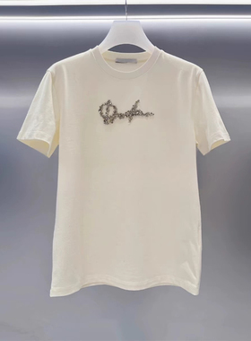 正品2I1B307-24 D大 24春4 1199 黑/白色 重工钉珠T恤