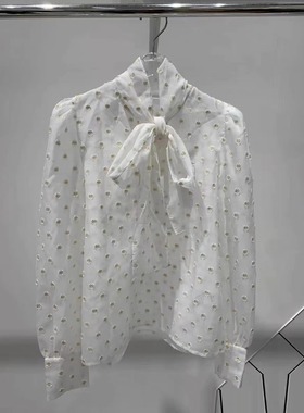 正品3E4D520-220 D小 22冬5 965W 白色 飘带 衬衫 小上衣