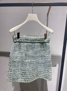 正品2H1E713-23现货49折23春3-2绿色针织半裙