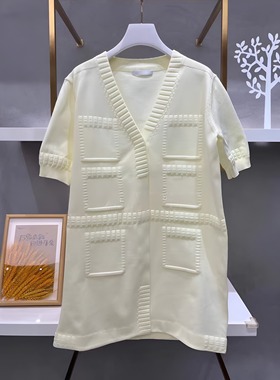 正品2H2E614-23 D大 23夏1 1599 浅黄色X 针织 连衣裙