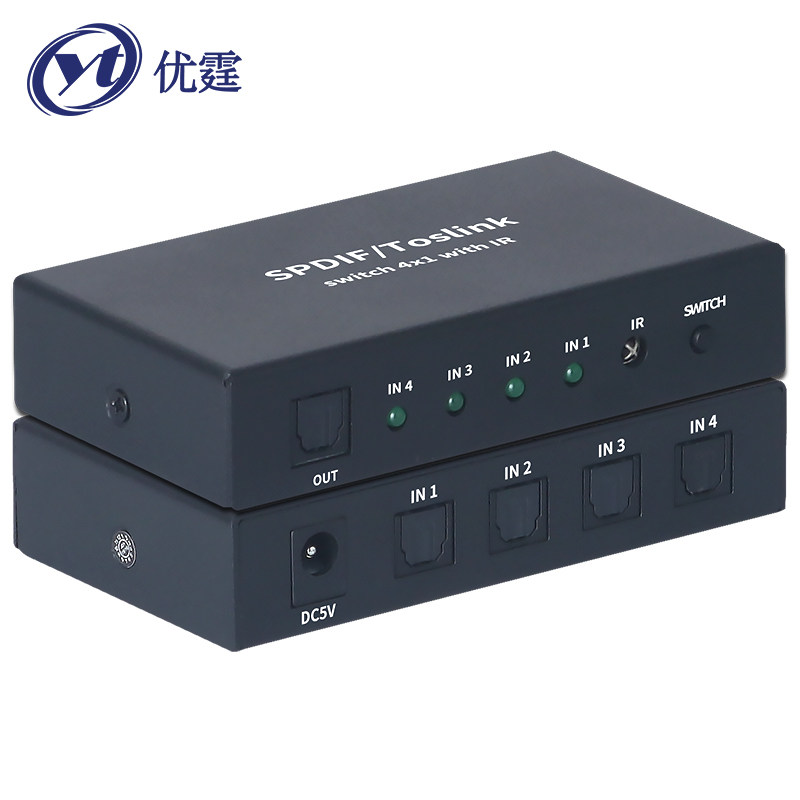优霆 光纤音频切换器4进1出 SPDIF选择器电视顶盒蓝光机连功放