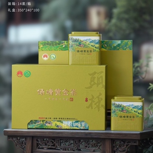 新款明前头采保靖黄金茶礼盒包装空盒绿色盒子两罐半斤装走量款