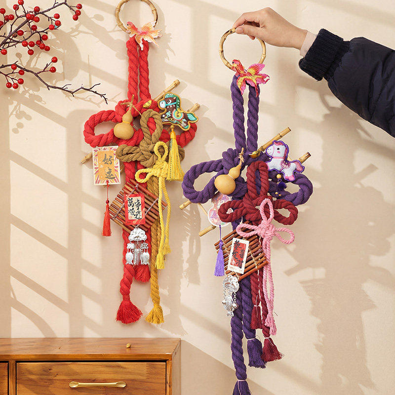 2026三色国风中国结新年春节装饰万字结挂件入户门客厅氛围感挂饰