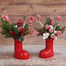 饰品创意陶瓷花瓶摆件道具 子圣诞节装 2026元 旦圣诞老人红色靴子鞋