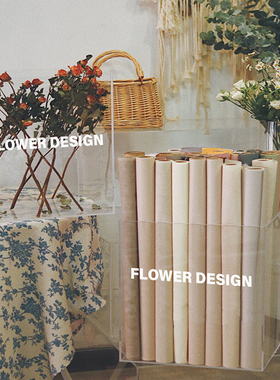 亚克力方形透明鲜花束包装纸收纳桶大号容量花艺店材料工具收纳筐