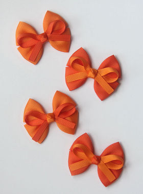 颖子手工定制 儿童头饰宝宝发饰 橘橙色小蝴蝶结边夹BB夹发圈